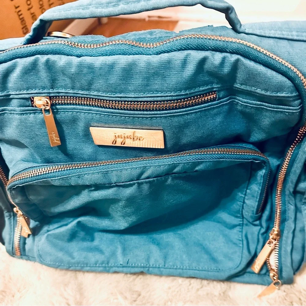Ju-Ju-Be Teal Lagoon BFF Baby Bag with Gold Accents EUC